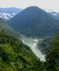 Looking down at the Brahmaputra enroute to the put in